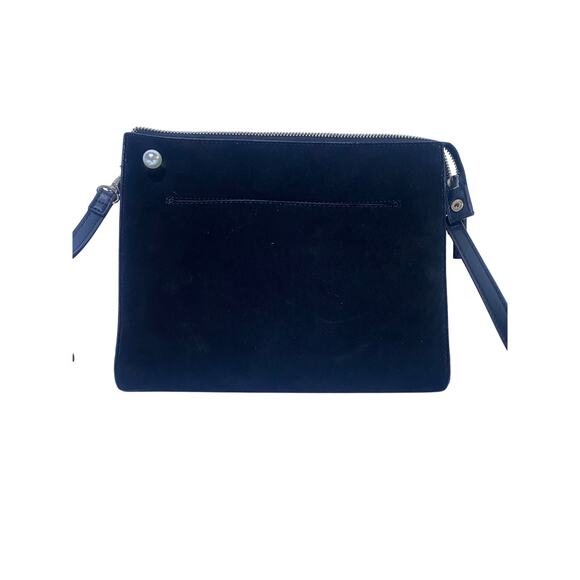 White House Black Market Black Cross Body Purse Partial Suede  With Storage Bag - Picture 6 of 7